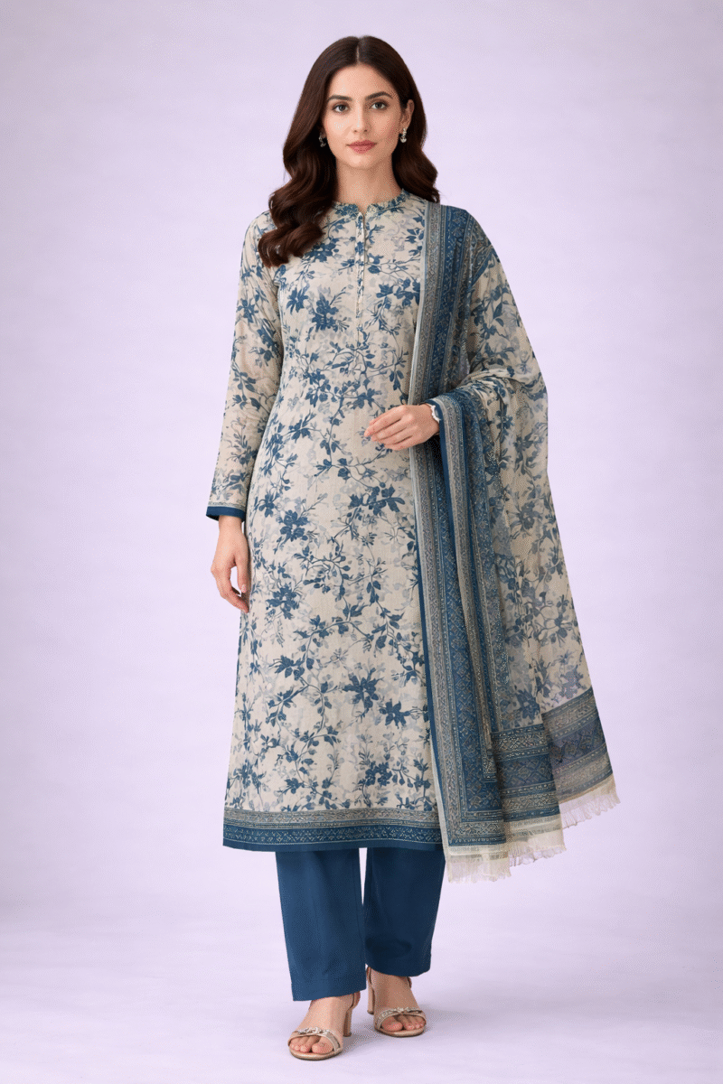 3 piece printed lawn